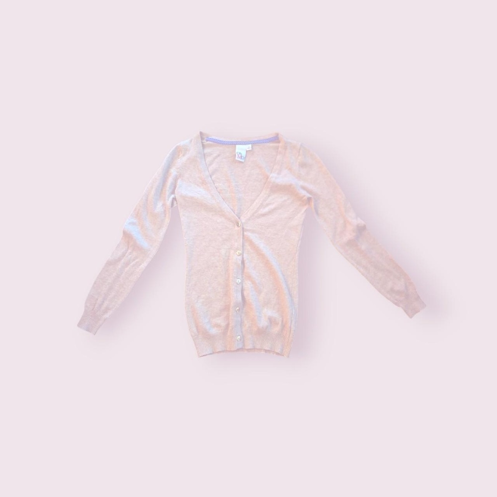 Kogal cardigan, gyaru style with gold buttons, deep v neck, long hem and slim cu